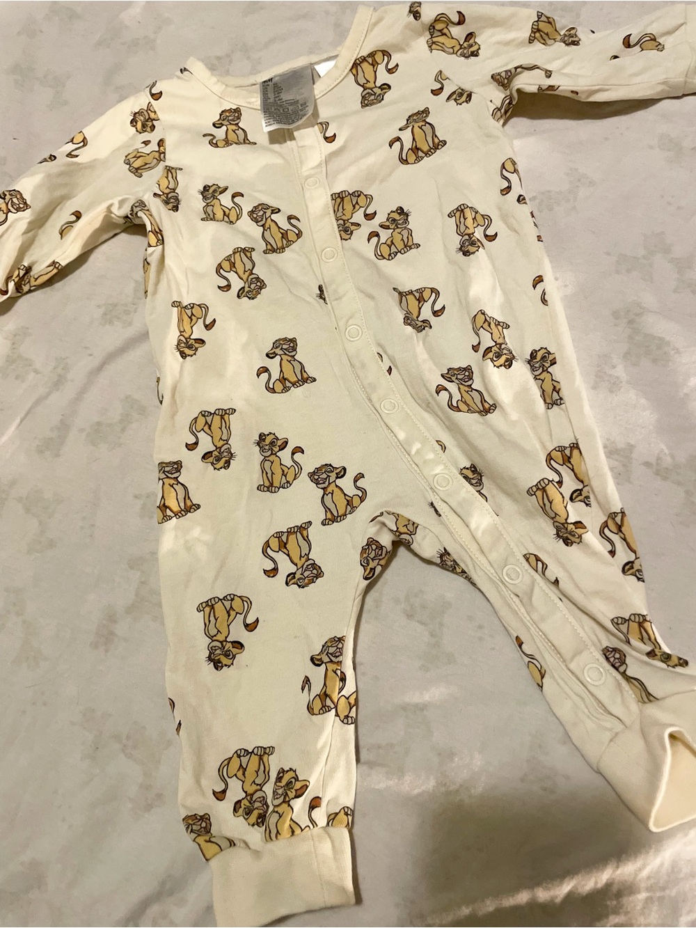 5/$20 Cream Lion Print Cotton Baby One-Piece